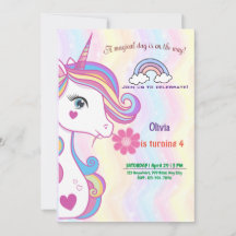 Personlig Unicorn Birthday bjudningskort