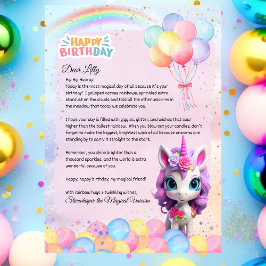 Personlig Unicorn Birthday Brev Magic Note Inbjudningar