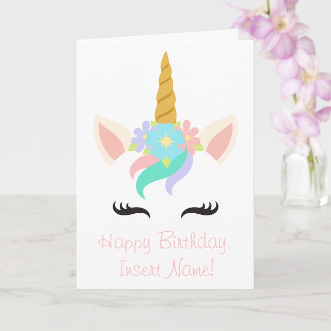 Personlig Unicorn Birthday Card Kort (Orkide)