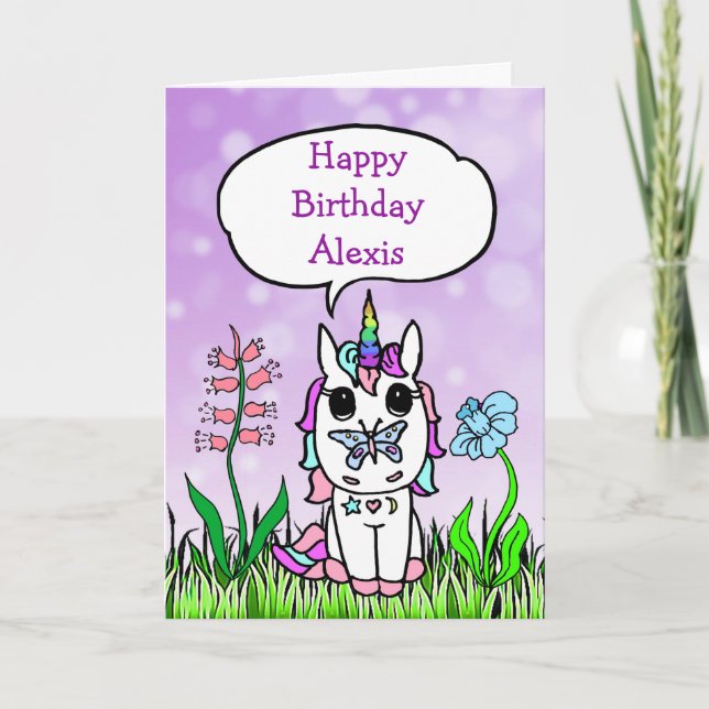 Personlig Unicorn Birthday Card Kort (Framsida)