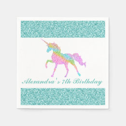 Personlig Unicorn Birthday Napkin Pappersservett