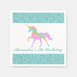 Personlig Unicorn Birthday Napkin Pappersservett
