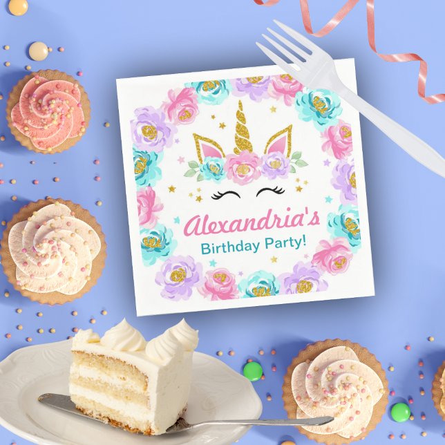 Personlig Unicorn Birthday Pappersservett (Skapare uppladdad)