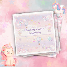 Personlig Unicorn Birthday Serviettes Napkins