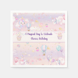 Personlig Unicorn Birthday Serviettes Napkins Pappersservett