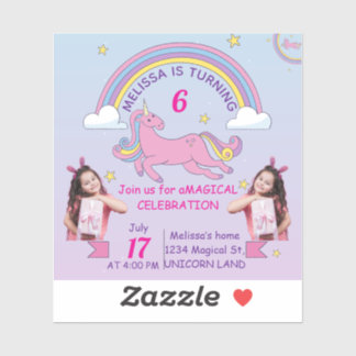 Personlig Unicorn Birthday Sticker för flickor Klistermärken