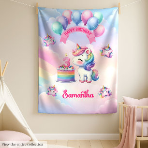 Personlig Unicorn Blanket för 3:e födelsedagsflick Fleecefilt