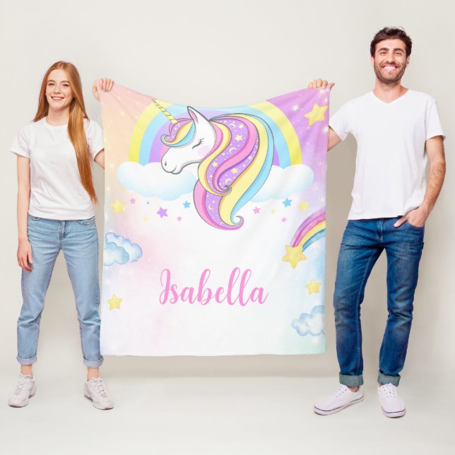 Personlig Unicorn Blanket för flickpresenter Fleecefilt (På plats)