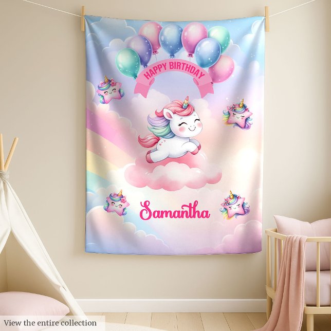 Personlig Unicorn Blanket for Girl Birthday Fleecefilt (Personalized Unicorn Blanket for Girl Birthday)