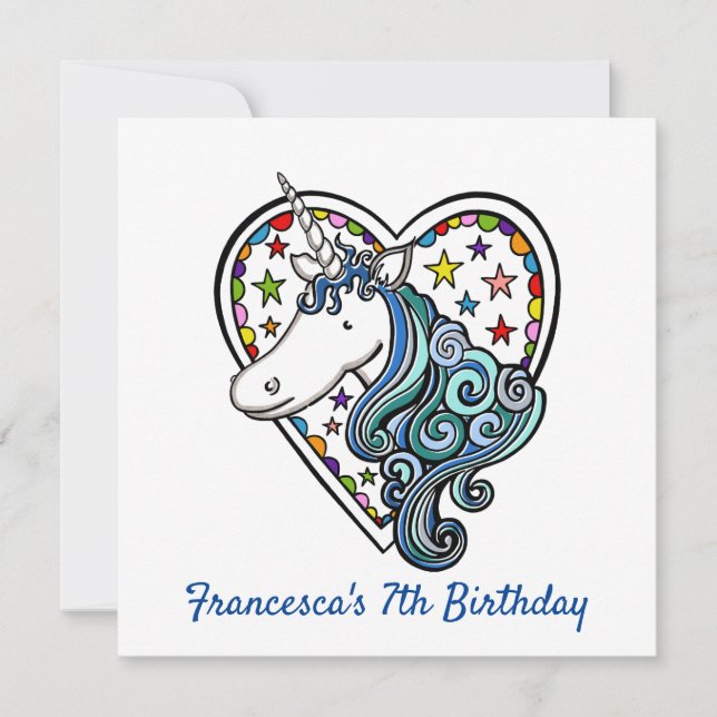 Personlig Unicorn Children's Birthday Inbjudan (Framsida)