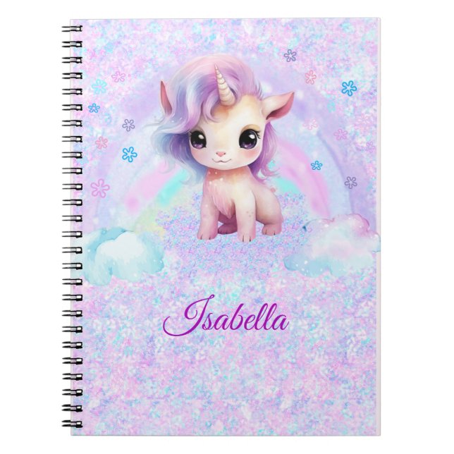 Personlig Unicorn Design Glitter bärbar dator Anteckningsbok (Framsidan)