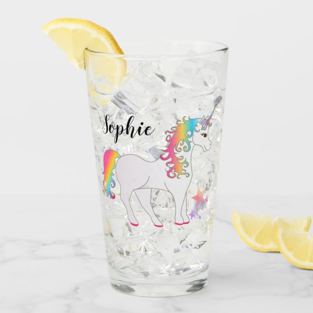 Personlig Unicorn Drinking Glass Glaskopp (Framsida Ice)