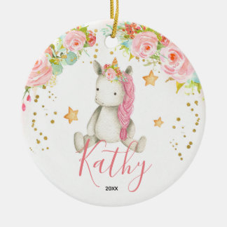 Personlig Unicorn Flicka First Ornament