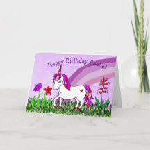 Personlig Unicorn, Flowers, Butterfly Birthday