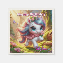 Personlig Unicorn Födelsedagsfest Papper Napkins