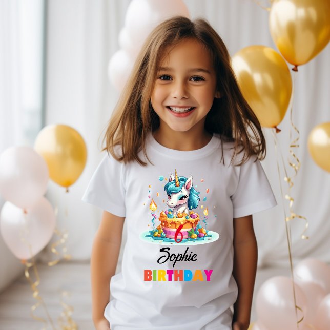 Personlig Unicorn Girl Födelsedagsfest T Shirt (Skapare uppladdad)
