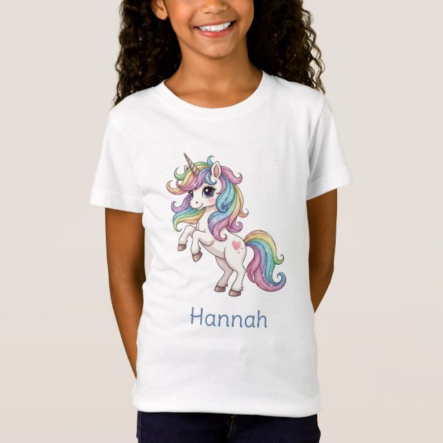 Personlig Unicorn Girls T-Shirt (Framsida)