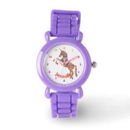 Personlig UNICORN Girls vaktar RED GLITTER Armbandsur