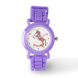 Personlig UNICORN Girls vaktar RED GLITTER Armbandsur