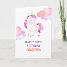 Personlig Unicorn Grattis på födelsedagen Girls Kort