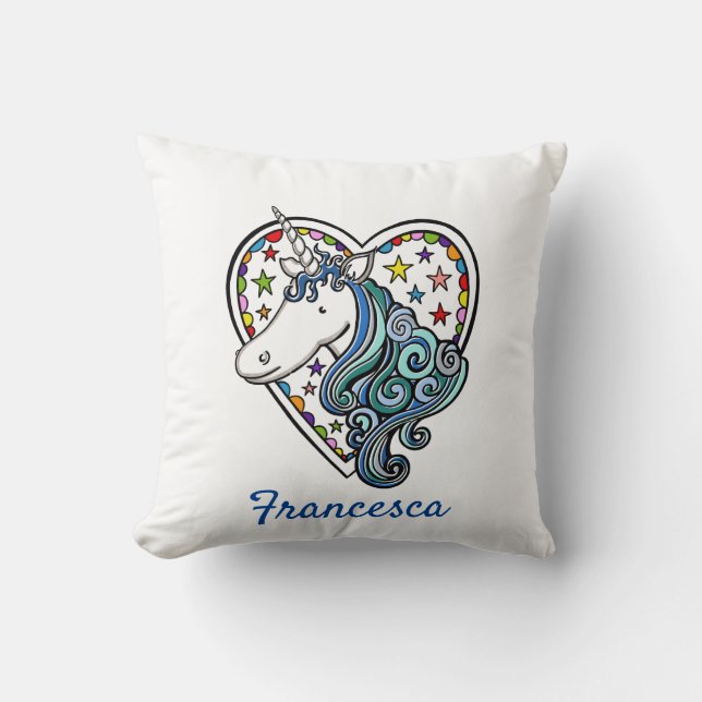 Personlig Unicorn Heart Cushion Kudde (Framsida)