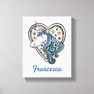 Personlig Unicorn Heart Stretched Kanvastryck