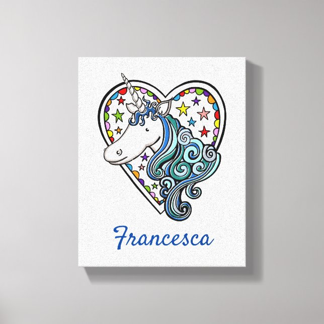 Personlig Unicorn Heart Stretched Kanvastryck (Framsida)