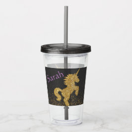 Personlig Unicorn Kopp med straw Take Away Mugg