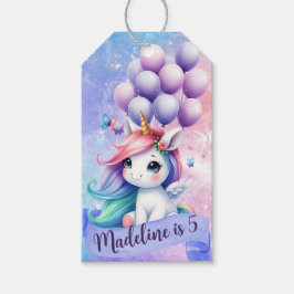 Personlig Unicorn med Märkre i Balloons Gift Presentetikett