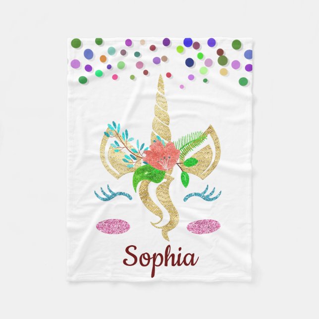 Personlig Unicorn med Pony Fleece Blanket (Framsidan)
