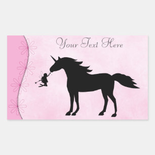 Personlig Unicorn och Fairy Silhouette Stickers Rektangulärt Klistermärke