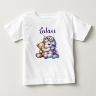 Personlig Unicorn och Nalle Baby T-shirt