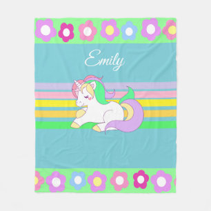 Personlig Unicorn och Rainbow Fleece Blanket
