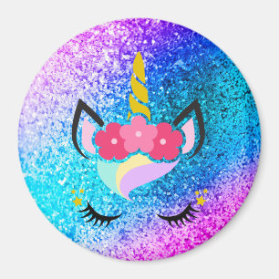 Personlig Unicorn Ombre Glitter Magnet