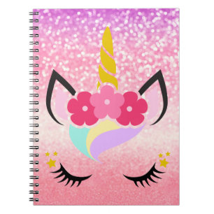 Personlig Unicorn Ombre Glitter Note Bok Anteckningsbok