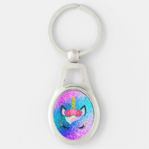 Personlig Unicorn Ombre Glitter Nyckelring