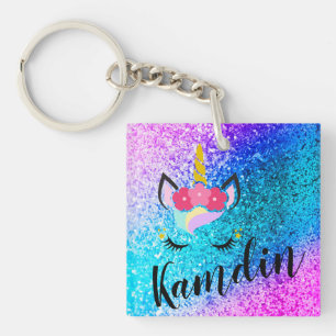 Personlig Unicorn Ombre Glitter Nyckelring