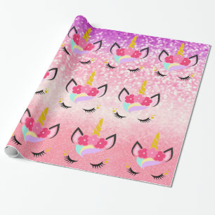 Personlig Unicorn Ombre Glitter Wrapping Papper Presentpapper