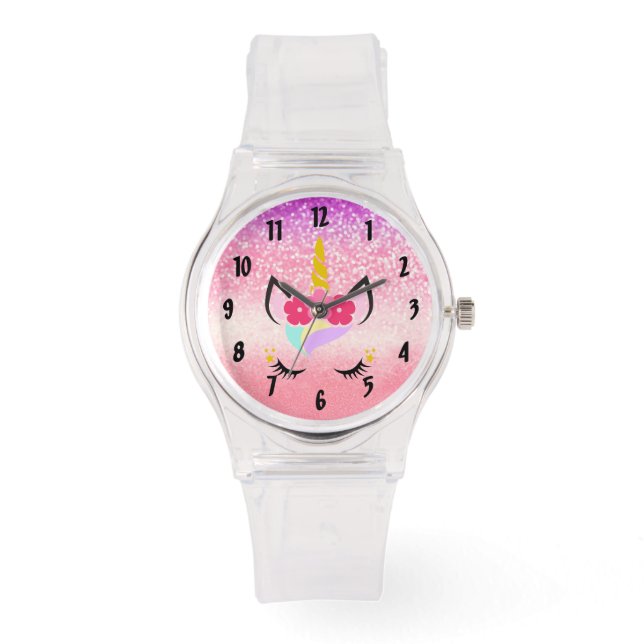 Personlig Unicorn Ombre Glitter Wrist Watch Armbandsur (Framsida)