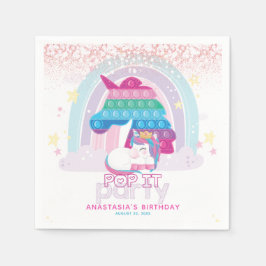 Personlig Unicorn Pop it Birthday Pappersservett