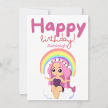 Personlig Unicorn Princess Birthday Card
