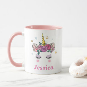 Personlig Unicorn Rosa Two tone Mugg