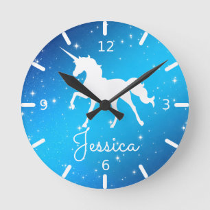 Personlig Unicorn Rund Klocka