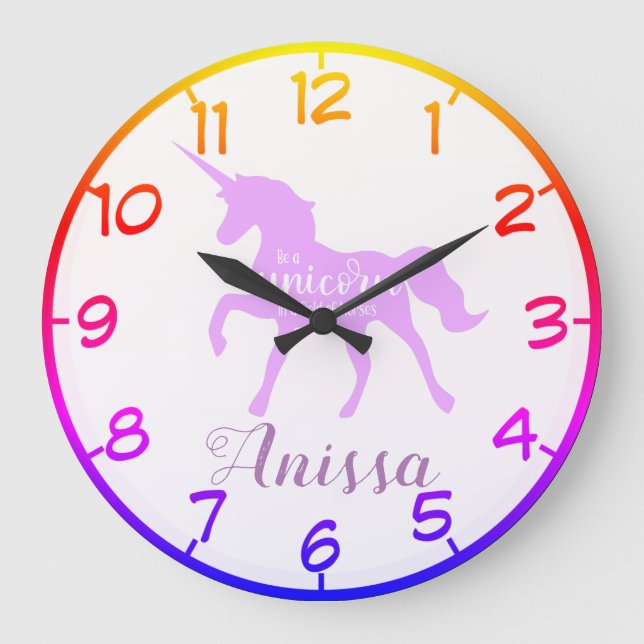 Personlig Unicorn Stor Klocka (Framsida)