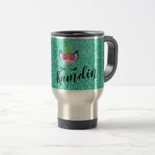 Personlig Unicorn Teal 15-grop kaffe mugg