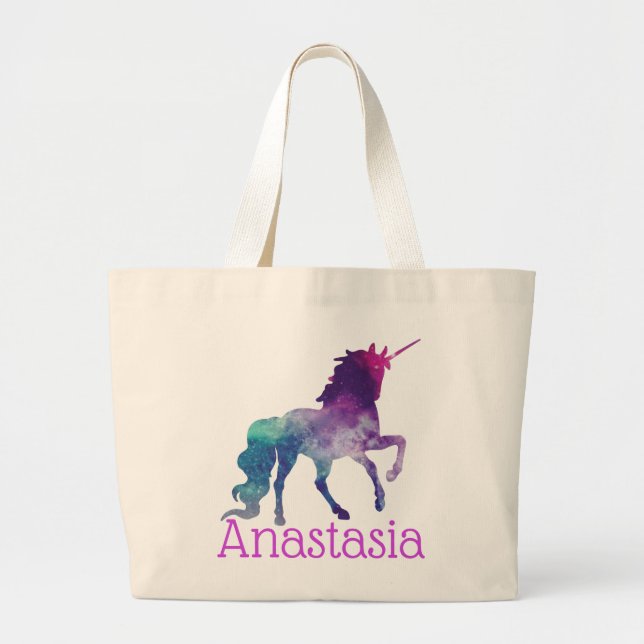 Personlig Unicorn Tote Bag Jumbo Tygkasse (Framsidan)