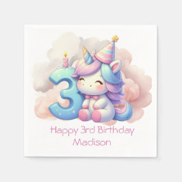 Personlig Unicorn Tredje flickans födelsedag Pappersservett
