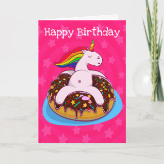 Personlig Unicorns and Donuts Birthday Card Kort