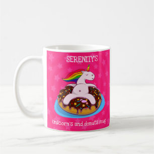 Personlig Unicorns och Donuts Mugg