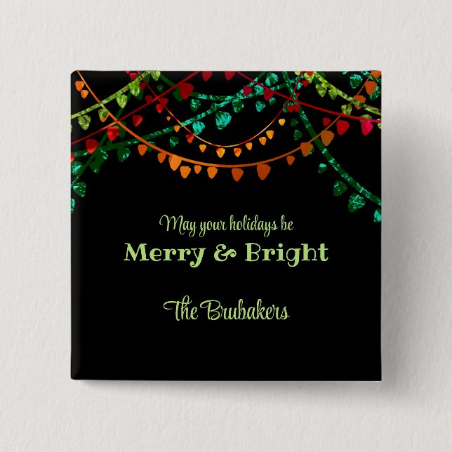 Personlig Unik färgad Ljus jul Knapp (Framsida)